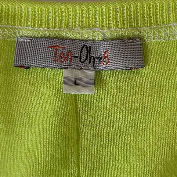 Ten Oh 8 Womens Green V Neck Pull Over Cotton Sweater Size Large - Picture 4 of 9